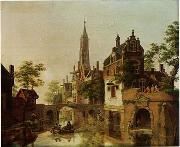 unknow artist, European city landscape, street landsacpe, construction, frontstore, building and architecture. 121